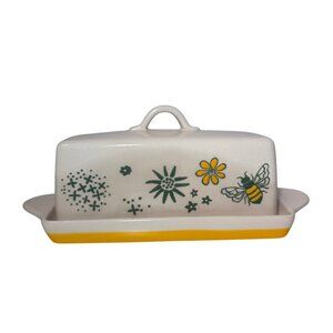 Stick Butter Dish Bee Flower EMMA'S by CW Hand Painting Dutch Wax Singer